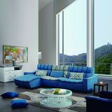 Blue Simple Style Corner Fabric Sofa for Home Furniture
