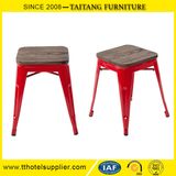 Square Iron Dining Chair with Wooden Seat