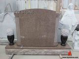 China Mahogany Pink Granite Column Headstone Monument