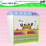 Kindergarten Wooden Kids Role Play Shelf Cartoon TV Table Functional TV Cabinet (HB-04104)