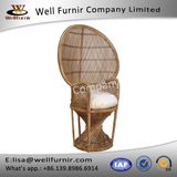 Well Furnir T-033 Whitewash Dramatic High-Back Accent Rattan Peacock Chair
