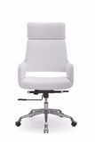 White High Back Gas Lift Aluminum Base Chair with Wheels