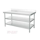 Commercial Kitchen Preparing & Working Table, Stainless Steel, Three Layers with Backsplash