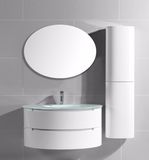 Semi-Circle Painting PVC Bathroom Vanity with Cruved Side Cabinet