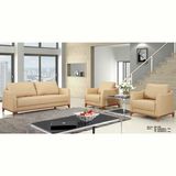 Office Public Area Waiting Wooden Leather Combination Sofa