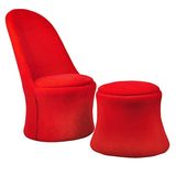 Red Color Lounge Round Fabric Bar Sofa with Ottoman (FS-T6112)