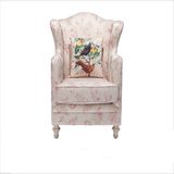 Antique Wooden Living Room Furniture Fabric Single Sofa Chair