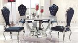 White Glass Round Dining Table Set