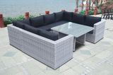 Glass Lounge Outdoor Patio Wicker Garden Rattan Home Hotel Office Sofa (J729HR)