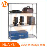 Garage Storing Shelf in Chrome Finish with Four Layer Shelves