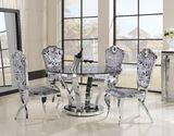 Metal Round Dining Table Set with Luxury Velvet Chairs