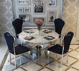 Latest Designs Marble Top Round Dining Centre Stainless Steel Table