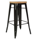 Wood Seat Bar Chair Metal Bar Stool High Tolix
