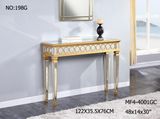 Wooden Golden Console Table with Clear Mirror