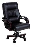 Leather Executive Chair Wooden Base Swivel Office Chair with Wood Frame