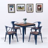 Industrial Style Metal Restaurant Table and Chair with Wooden Top (SP-CT774)