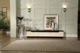 Metal Remote Controlled TV Stand with White Lacquer Wooden Drawer
