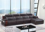 New Arrival Black Genuine Leather Sofa with Corner