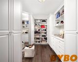 Walk in Closet Window Seat Flanked by Shoe Shelves in Wardrobe Design (BY-W-82)