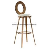 Infinity White Leather Stainless Steel High Bar Chair