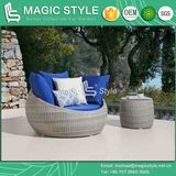 Garden Wicker Sunbed with Cushion Outdoor Wicker Coffee Table Rattan Daybed Wicker Weaving Sun Bed Leisure Wicker Chaise Deck Daybed