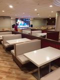 White PU Leather Reataurant Couch with Marble Table (FOH-PC02)