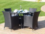 Seville Round Dining Set Black