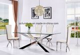 Hot Sale Simple Design Dining Table with Glass Top for Dining Room