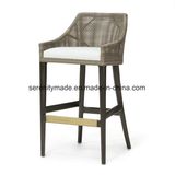 Aluminum Frame Synthetic Rattan Woven Counter Height Outdoor Bar Stools