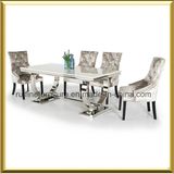 Modern Stainless Steel Chrome Dinner Room Marble Dinner Table