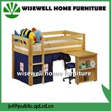 Solid Pine Wood Bed with Study Table