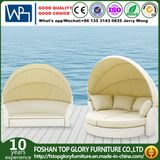 Outdoor Patio Rattan Wicker White Round Shape Sun Bed (TGLU-14)