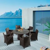 Wicker Rattan Big Round Table Outdoor Furniture Garden Dining Set with Chair (YTA020-1&YTD121)