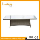 Garden Patio Living Room Dining Furniture Gray Wicker Square Table with Glass