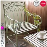 Antique Wrought Iron Single Seat Armrest Bench