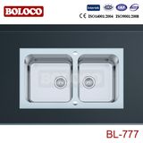 Double White Kitchen Glass Sink