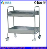 Hospital Furniture Stainless Steel Crooked Handle Medical Delivery Cart/Trolley