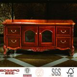 Carved Door Solid Hard Wood French Entertainment Unit TV Stand (GSP15-016)