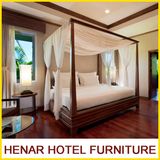 Hospitality Walnut Solid Teak Wood Four Poster Bed Furniture for Resort Hotel