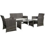 4 PC Rattan Patio Furniture Set Garden Lawn Sofa