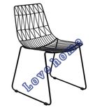 Modern Classic Metal Dining Stackable Bend Side Black Wire Chair