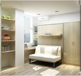 Vertical Tilting Double Murphy Wall Bed With Front Sofa