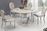 Modern Round White Marble Top Stainless Steel Dining Table with Round Leg