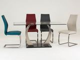 Modern Italian Design Clear Glass Chrome Base Dining Table with Dining Chair