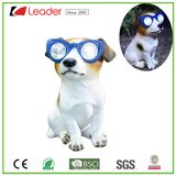 High-Quality Hand-Painted Polyresin Dog Statue with Solar Light for Garden Ornaments, Customize Your Own Solar Light sculpture