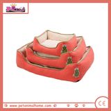 Cartoon Pattern Pet Bed in Red