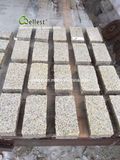 10X10, 10X20cm Bush Hammered Yellow Granite Cobble Stone Setts