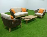 Rope Woven Teak Lounge Sofa Set