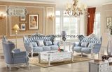 Genuine Leather Sofa Set European Style Curved Wooden Sofa Furniture