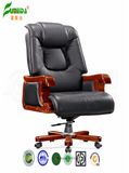 Swivel Leather Executive Office Chair with Solid Wood Foot (FY1313)